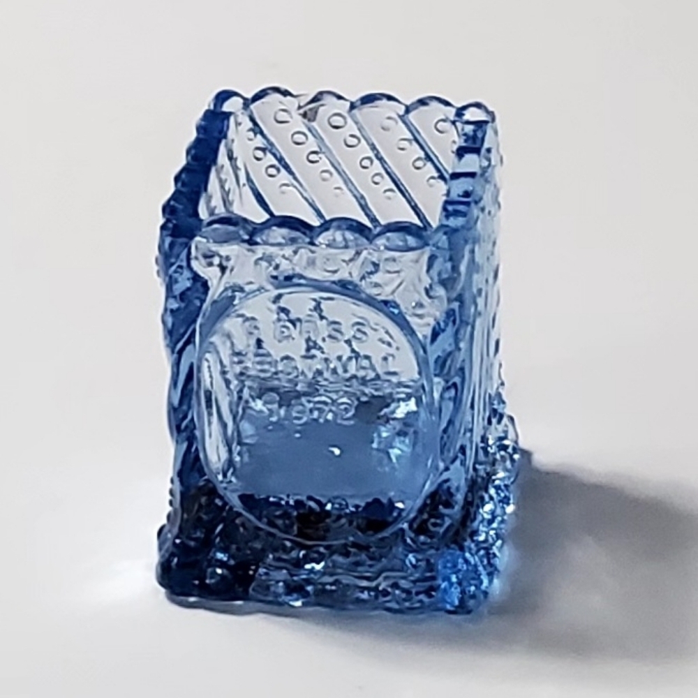 1972 St. Clair Glass Light Blue Art Glass Festival Souvenir Toothpick Holder - Picture 5 of 13